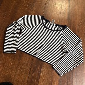 Vintage Cropped Black and White Striped Long Sleeve Top by Regina porter